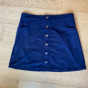 Navy Blue Faux Suede Skirt